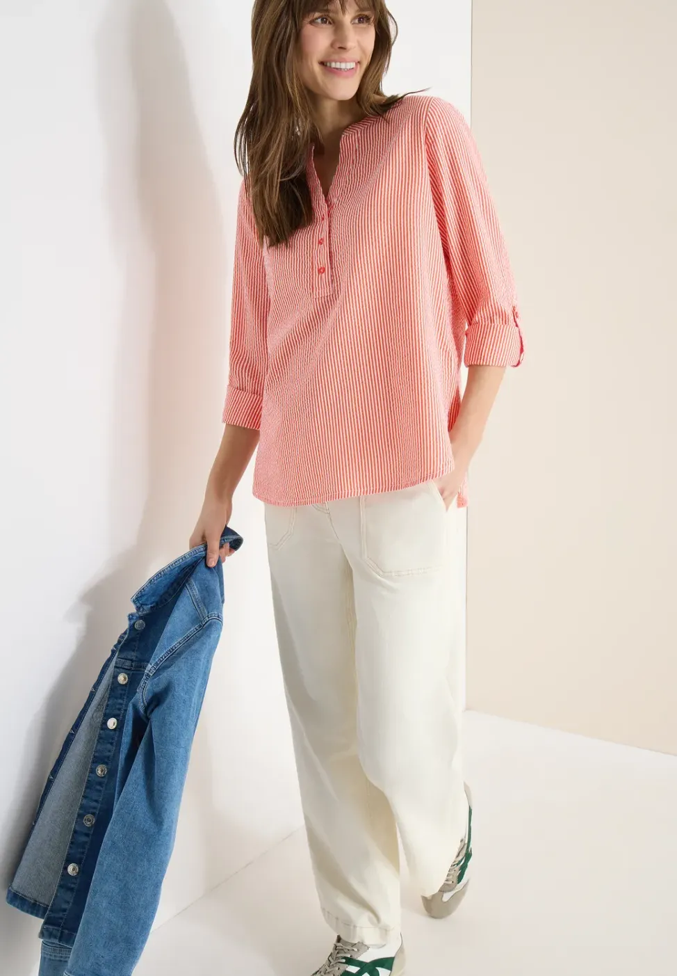 Gestreifte Seersucker Bluse