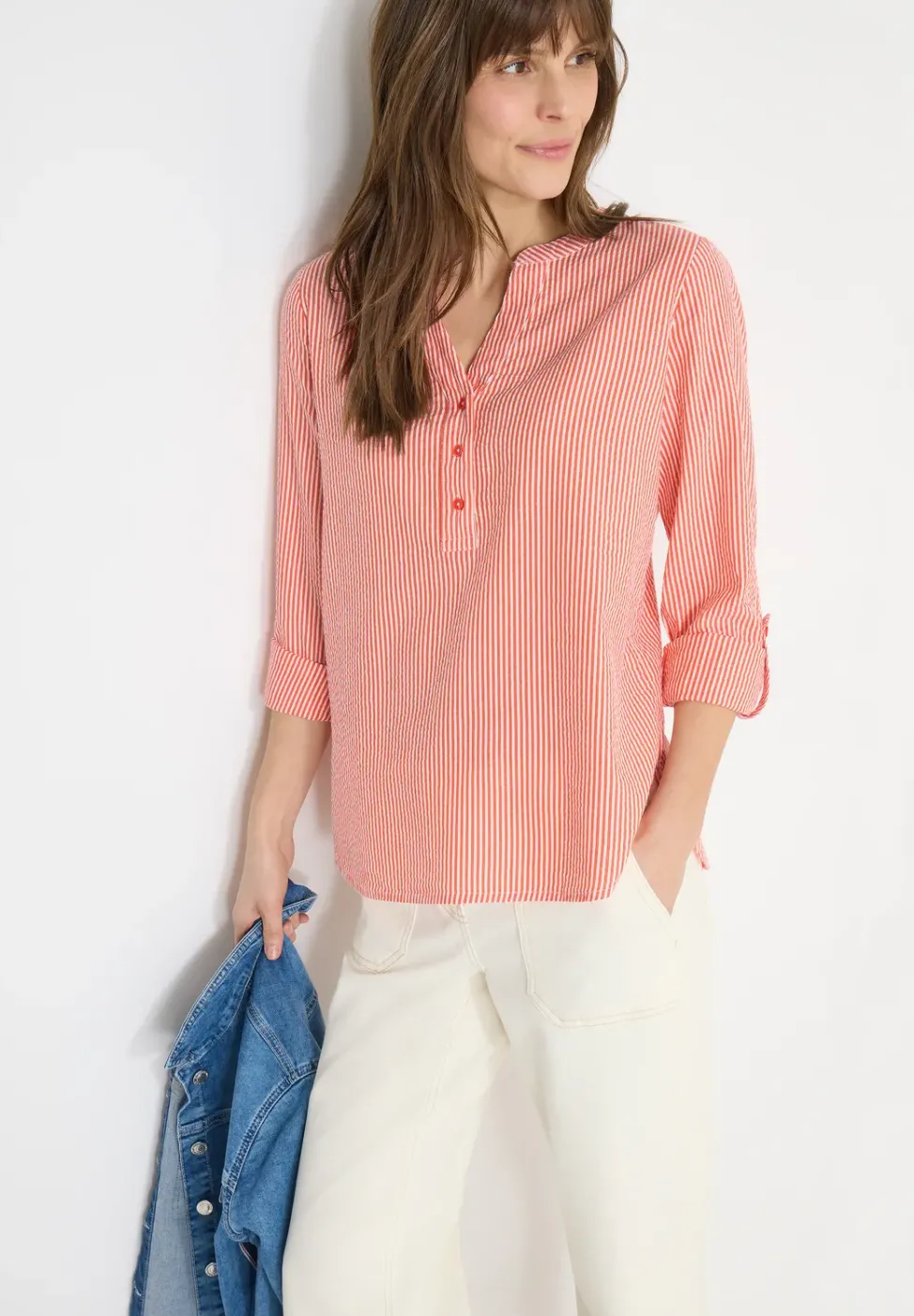 Gestreifte Seersucker Bluse