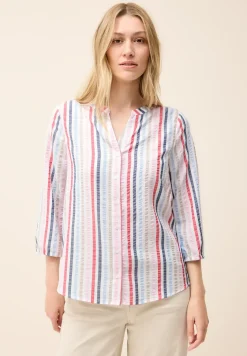 Gestreifte Split Neck Bluse
