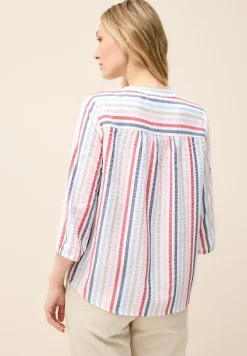 Gestreifte Split Neck Bluse
