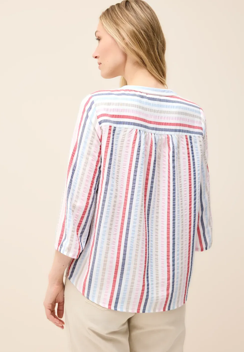 Gestreifte Split Neck Bluse