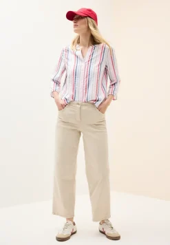 Gestreifte Split Neck Bluse