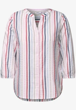 Gestreifte Split Neck Bluse