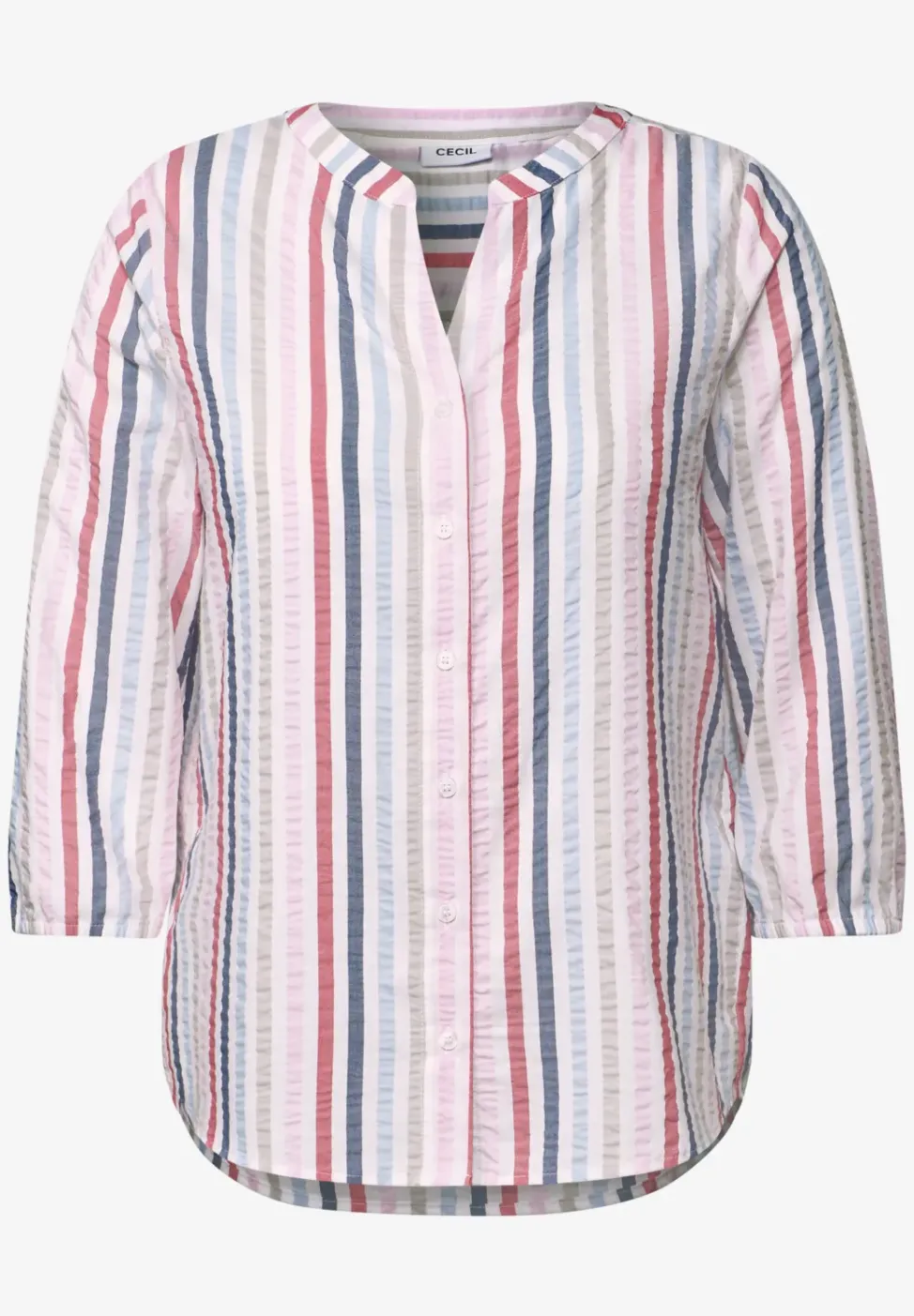 Gestreifte Split Neck Bluse