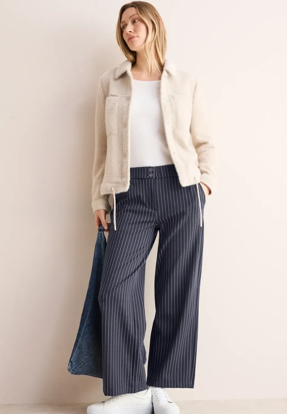 Gestreifte Wide Leg Hose