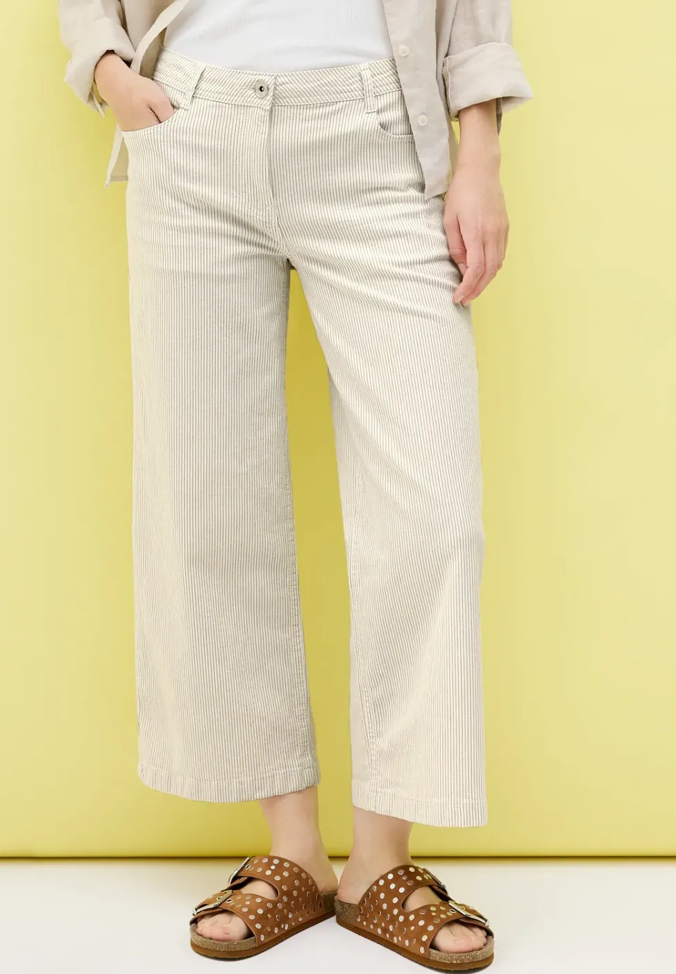 Gestreifte Wide Leg Hose