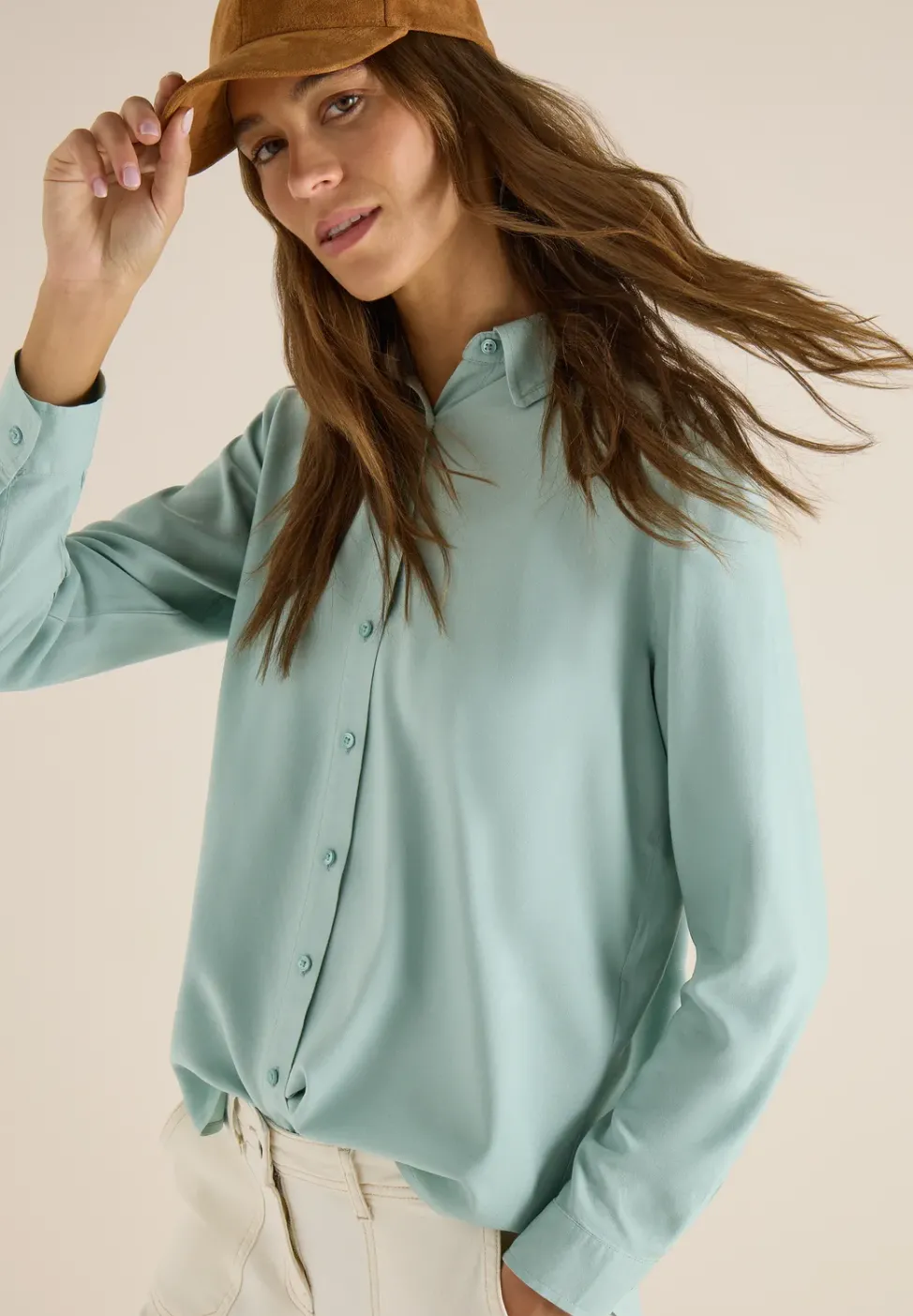 Hemdbluse in Unifarbe