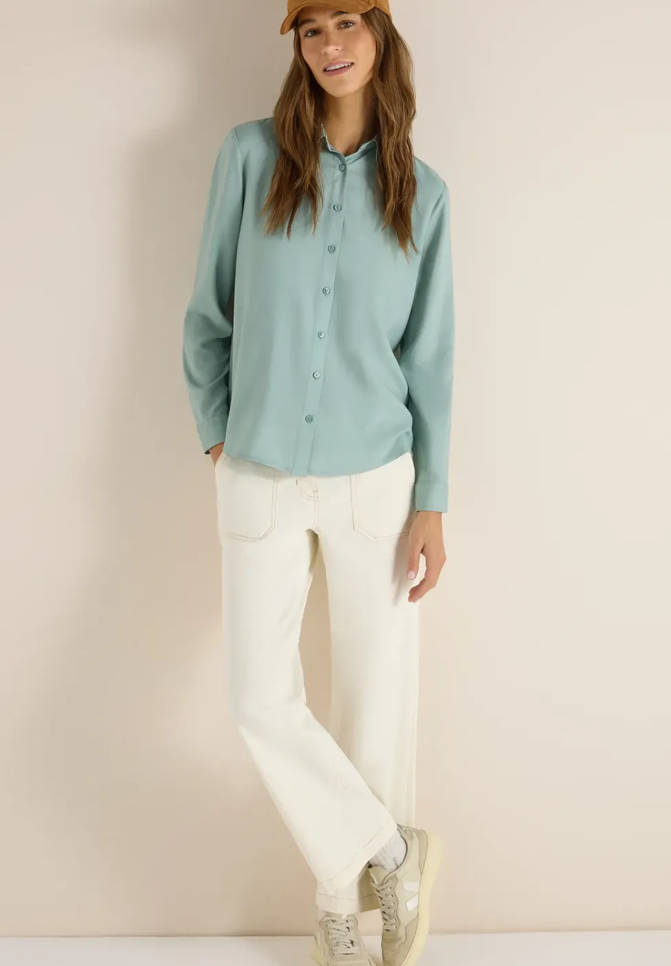 Hemdbluse in Unifarbe