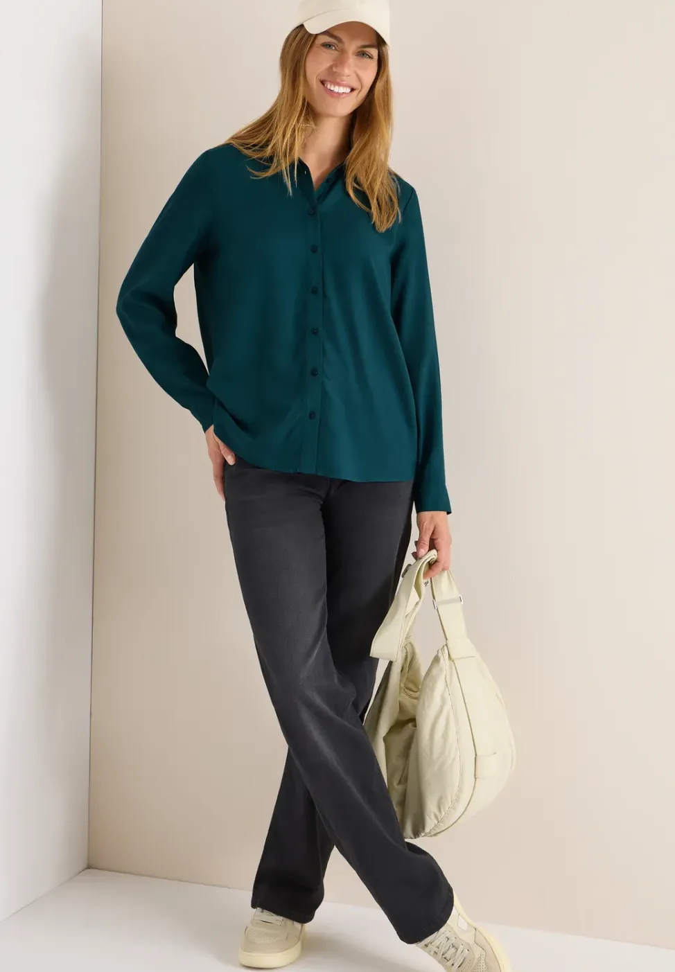 Hemdbluse in Unifarbe