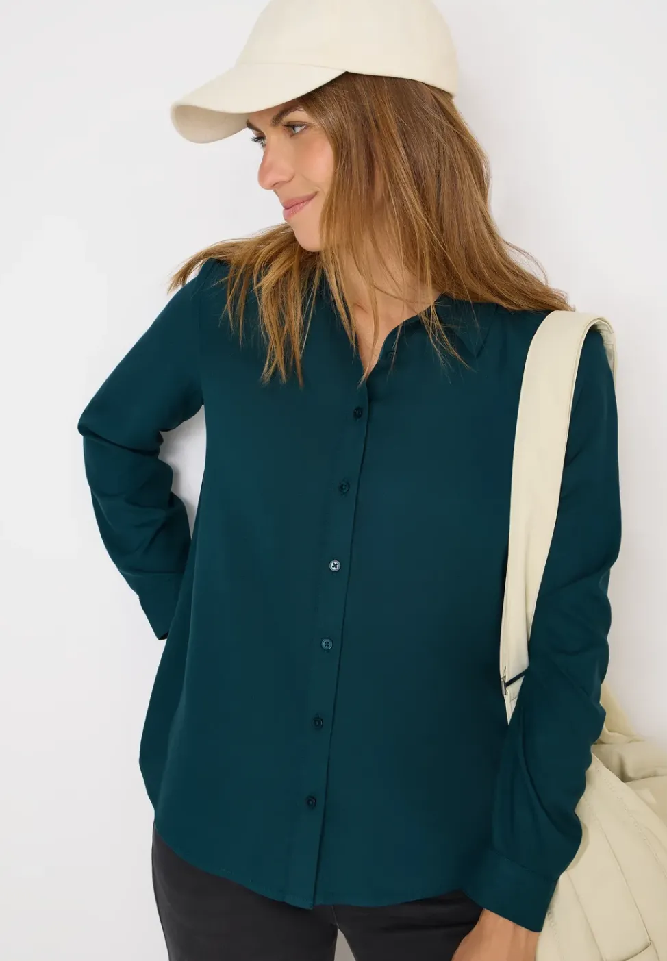 Hemdbluse in Unifarbe