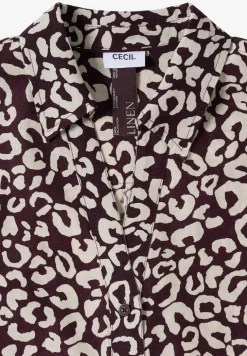 Hemdbluse mit Leo-Print aus Leinenmix