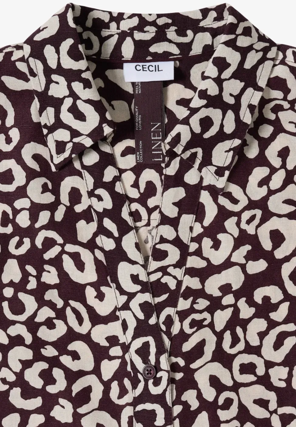 Hemdbluse mit Leo-Print aus Leinenmix