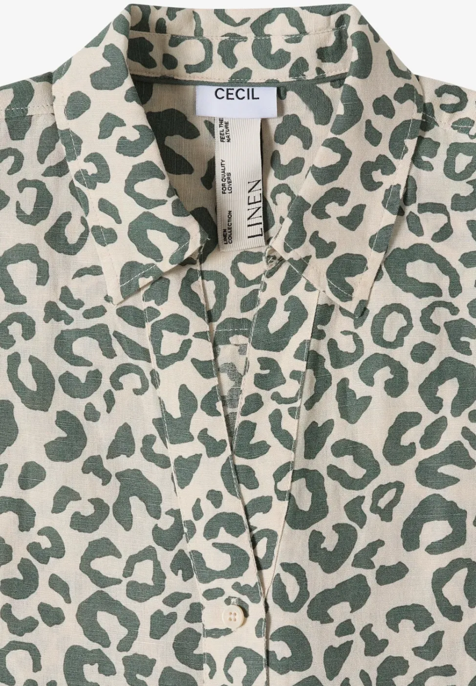 Hemdbluse mit Leo-Print aus Leinenmix