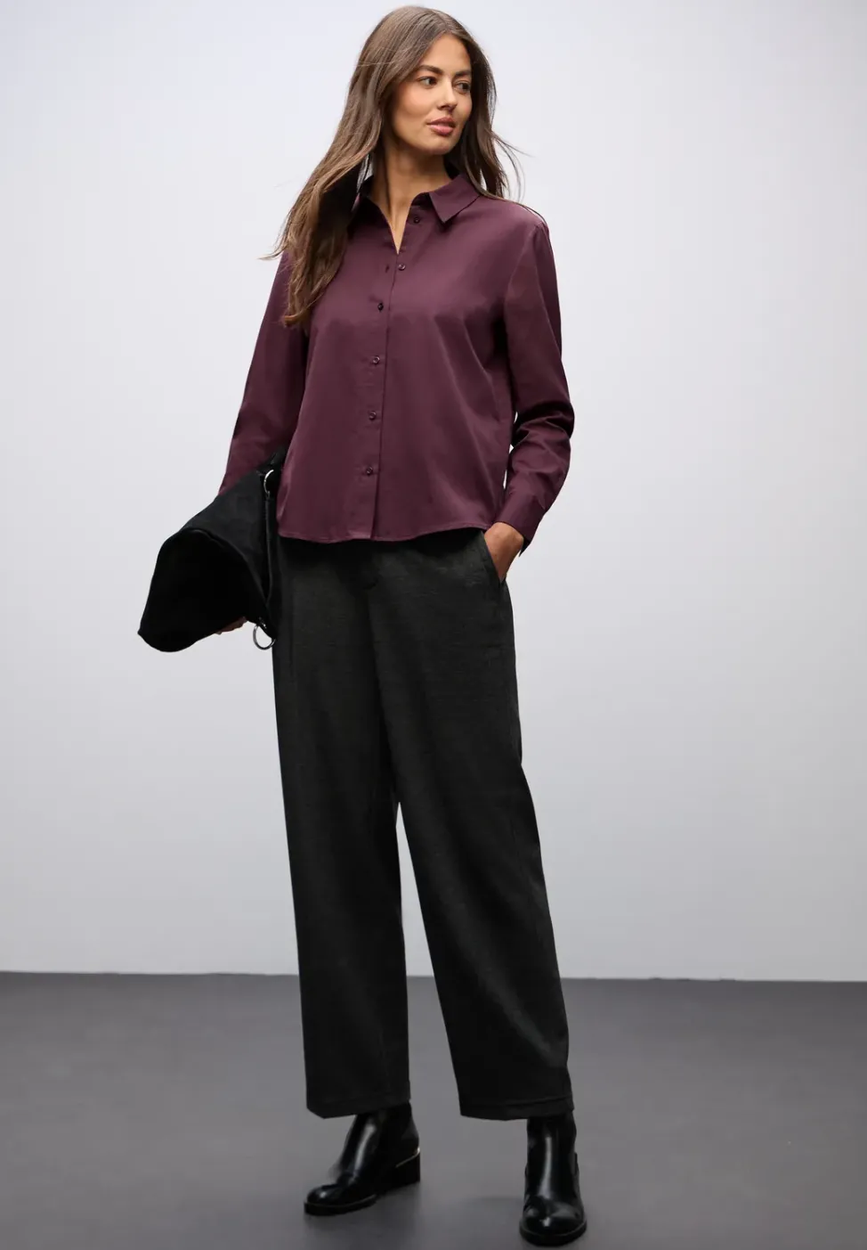 Hemdbluse in Unifarbe