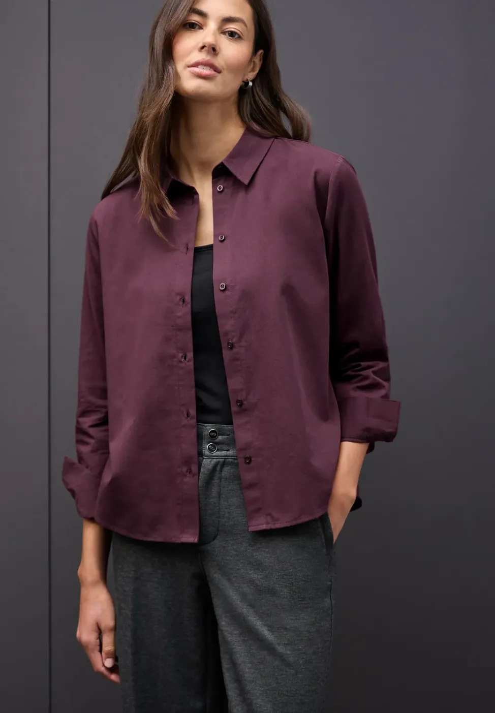 Hemdbluse in Unifarbe