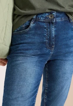 High Waist Slim Leg Jeansshorts im Slim Fit