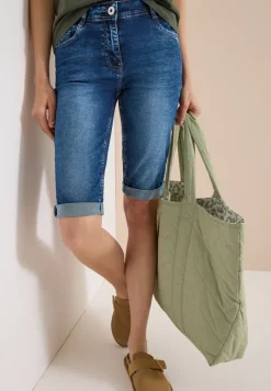 High Waist Slim Leg Jeansshorts im Slim Fit