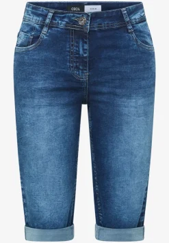 High Waist Slim Leg Jeansshorts im Slim Fit