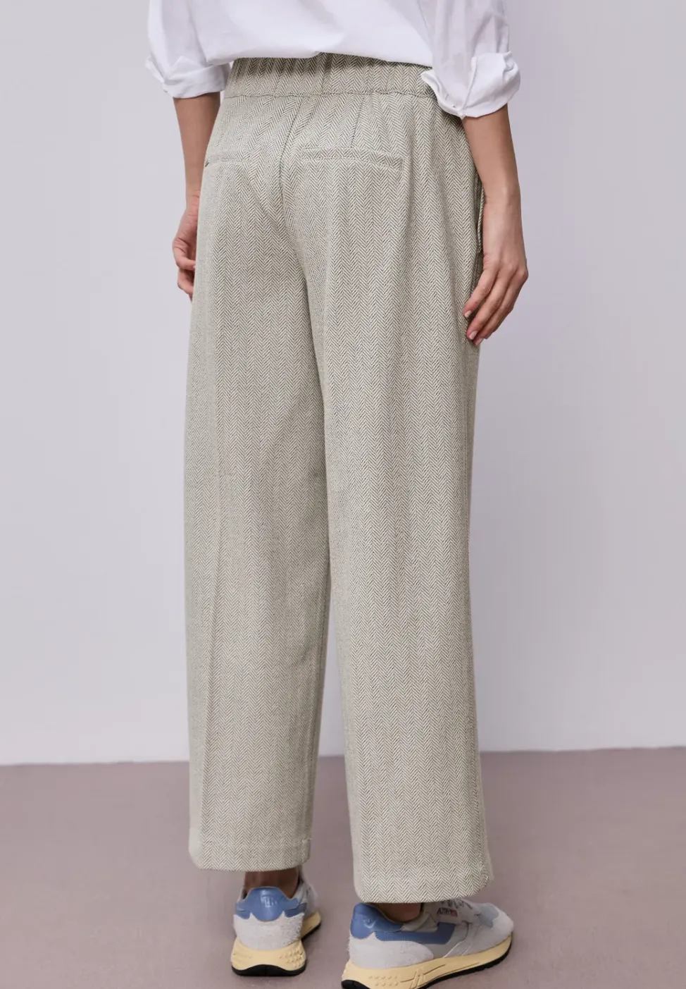 High Waist Wide Leg Hose mit Knopfdetail