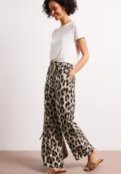 High Waist Wide Leg Hose mit Leo-Print