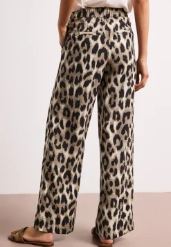 High Waist Wide Leg Hose mit Leo-Print