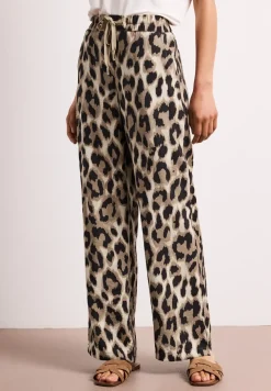 High Waist Wide Leg Hose mit Leo-Print