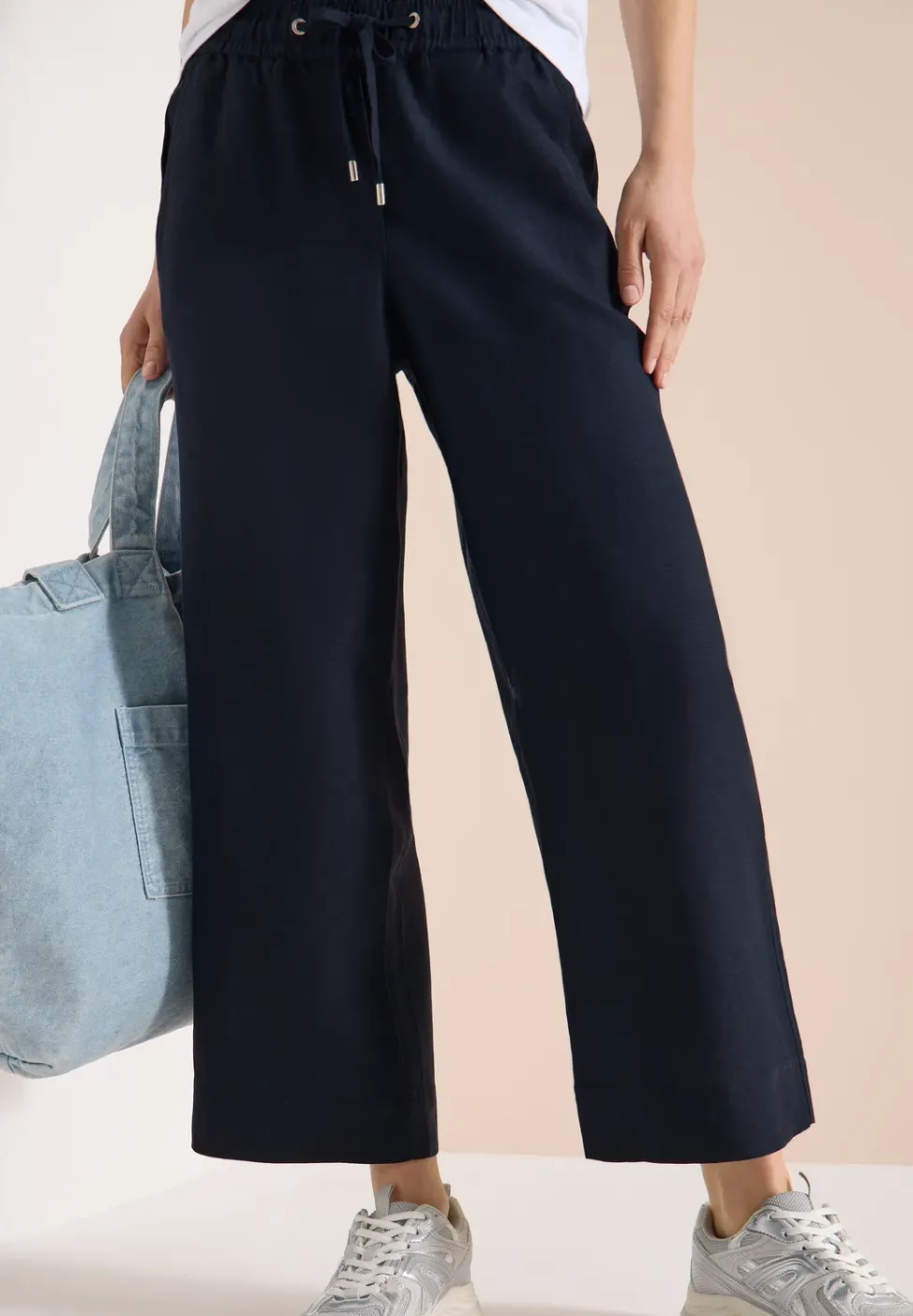 High Waist Wide Leg Hose aus Leinenmix