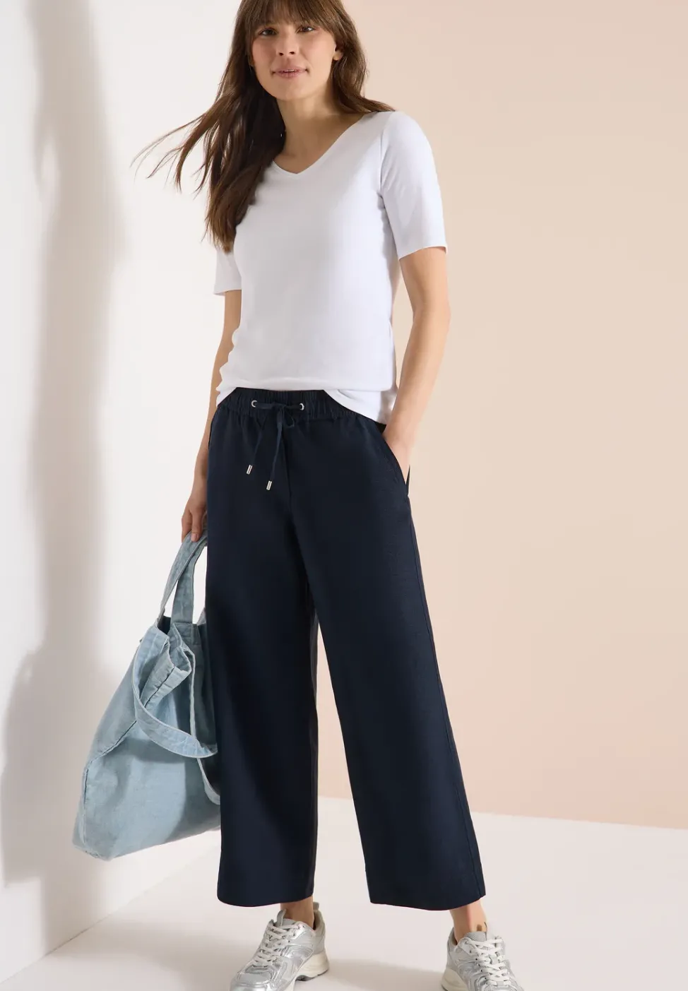 High Waist Wide Leg Hose aus Leinenmix