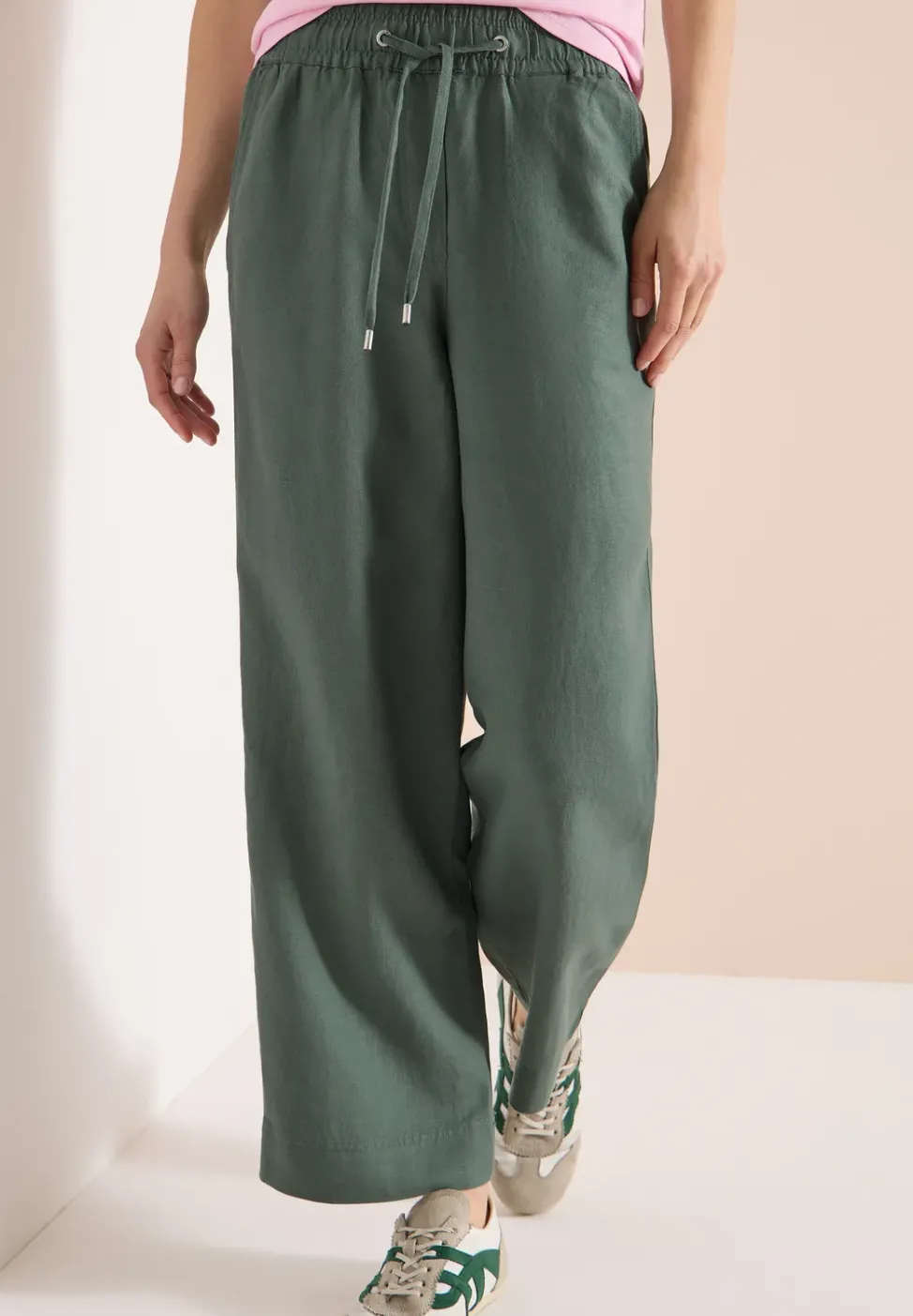 High Waist Wide Leg Hose aus Leinenmix