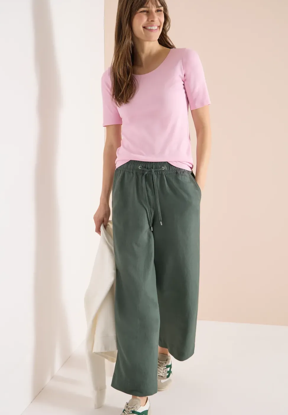 High Waist Wide Leg Hose aus Leinenmix