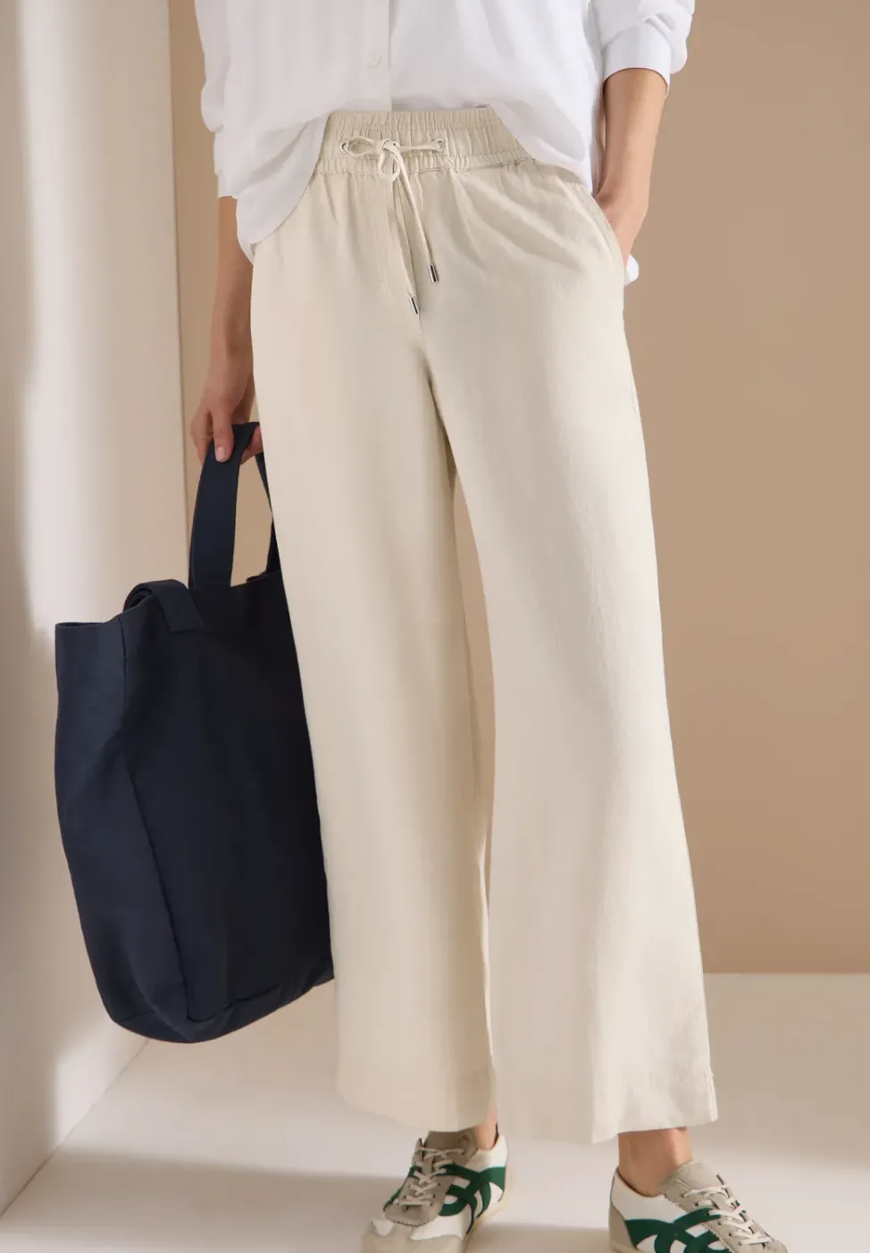 High Waist Wide Leg Hose aus Leinenmix