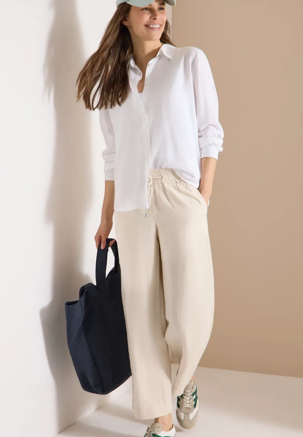 High Waist Wide Leg Hose aus Leinenmix