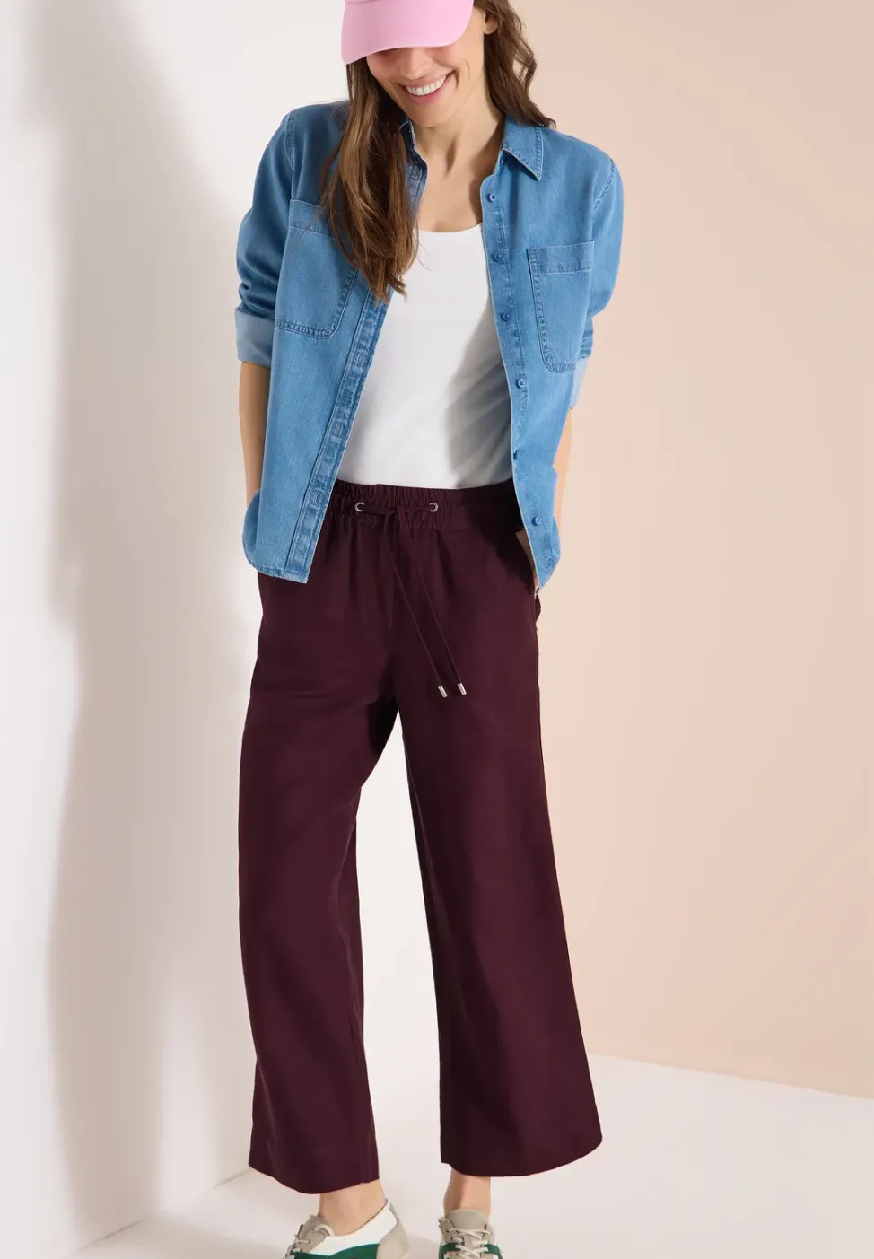 High Waist Wide Leg Hose aus Leinenmix