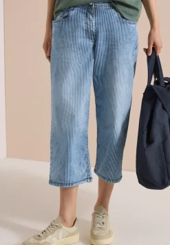 High Waist Wide Leg Jeans mit Streifen
