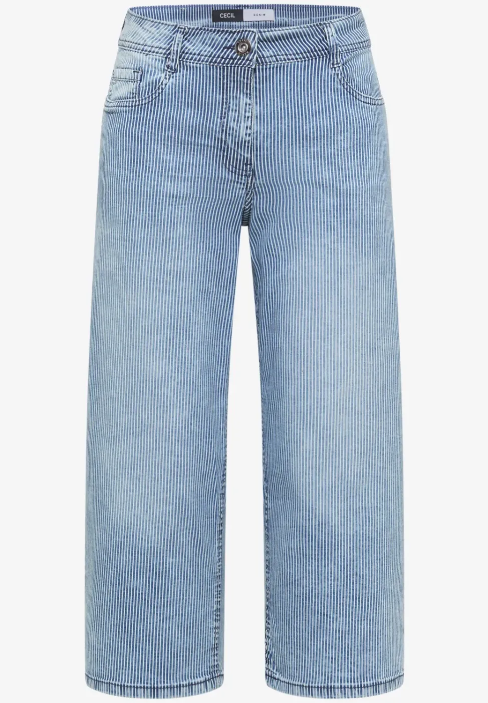 High Waist Wide Leg Jeans mit Streifen