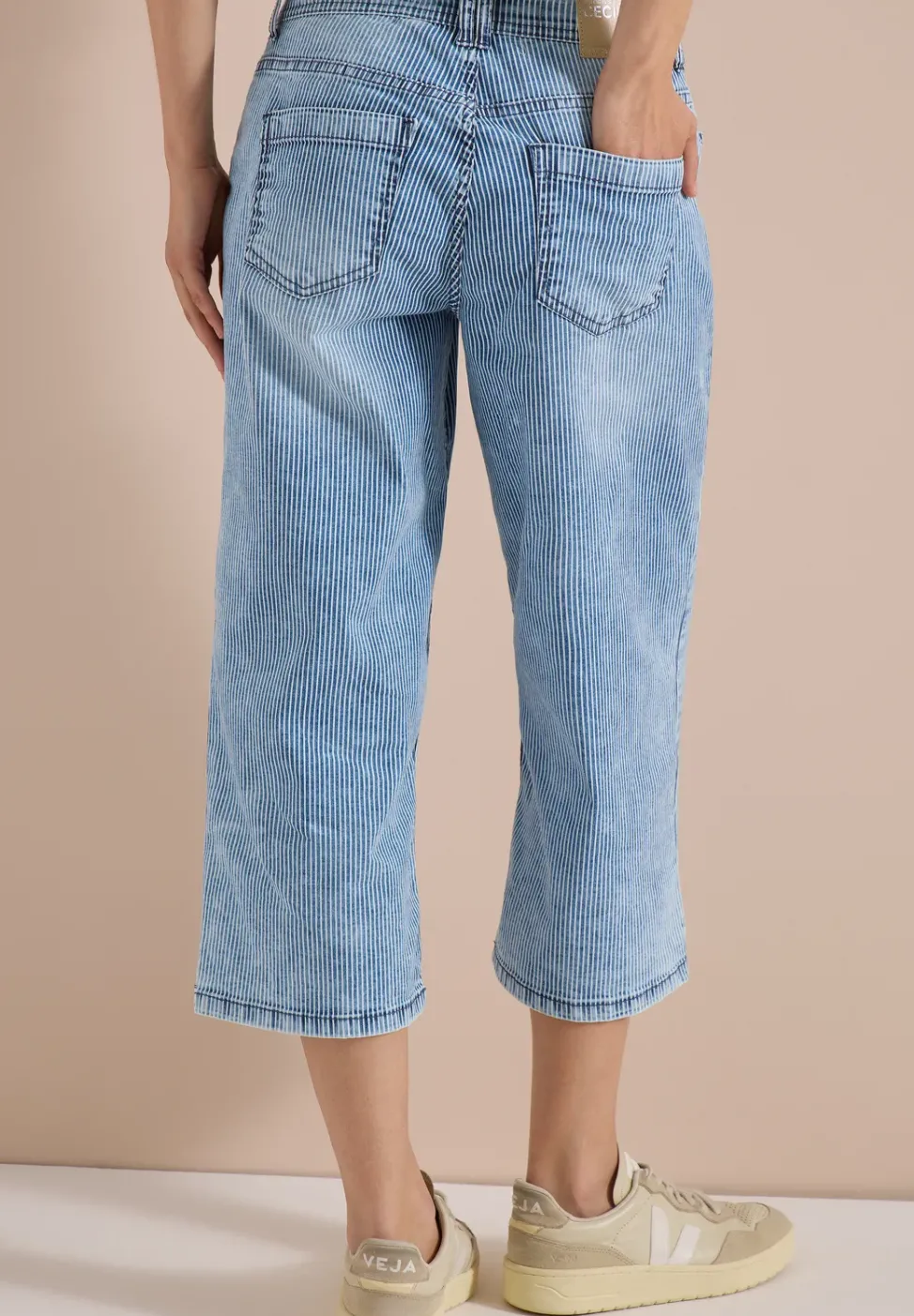 High Waist Wide Leg Jeans mit Streifen
