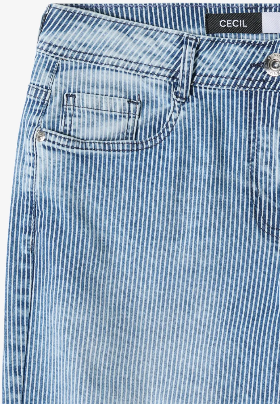 High Waist Wide Leg Jeans mit Streifen