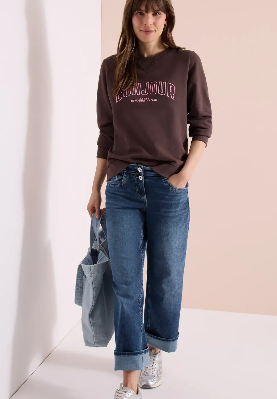 High Waist Wide Leg Jeans im Slim Fit