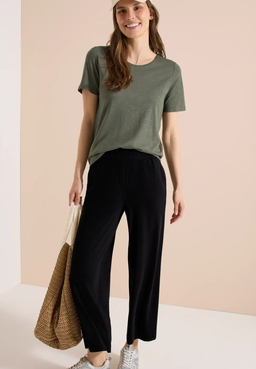 High Waist Wide Leg Jerseyhose im Loose Fit