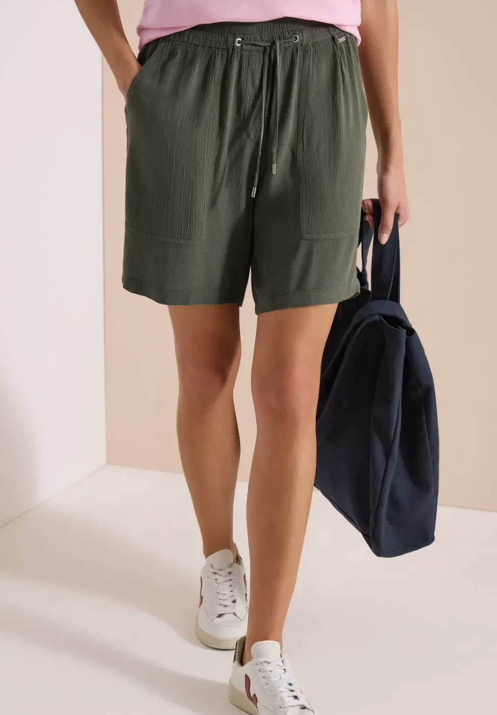 High Waist Wide Leg Shorts mit Struktur
