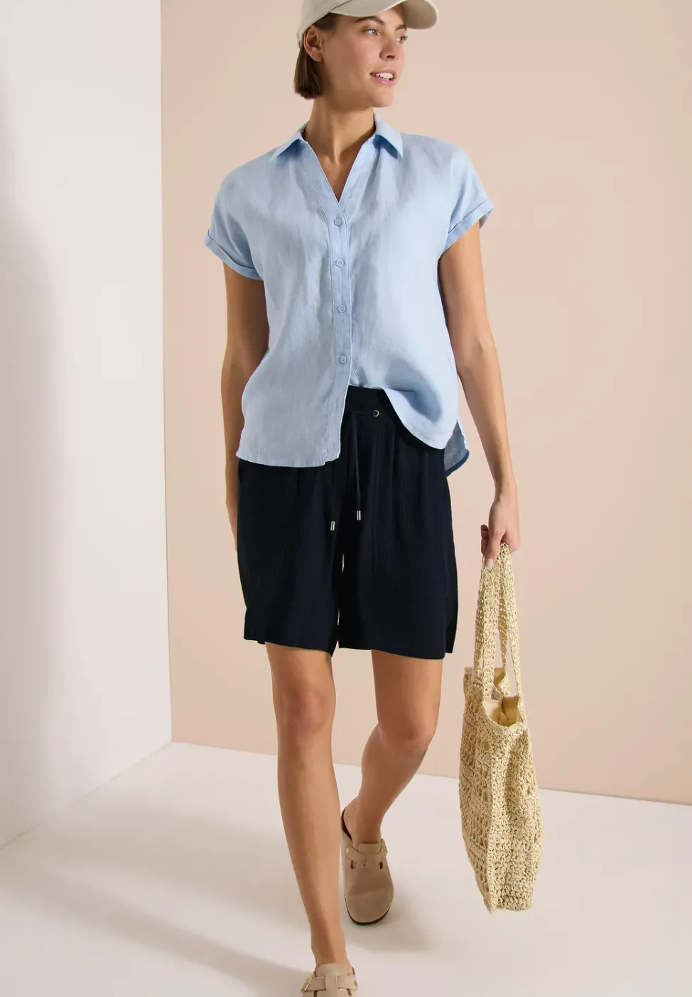 High Waist Wide Leg Shorts mit Struktur