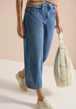 High Waist Wide Legs Jeans mit Stickerei