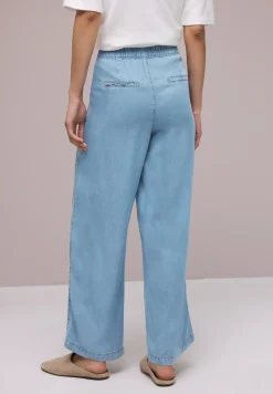 High Waist Wide Leg Hose mit Knopfdetails