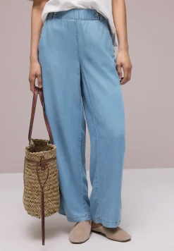 High Waist Wide Leg Hose mit Knopfdetails