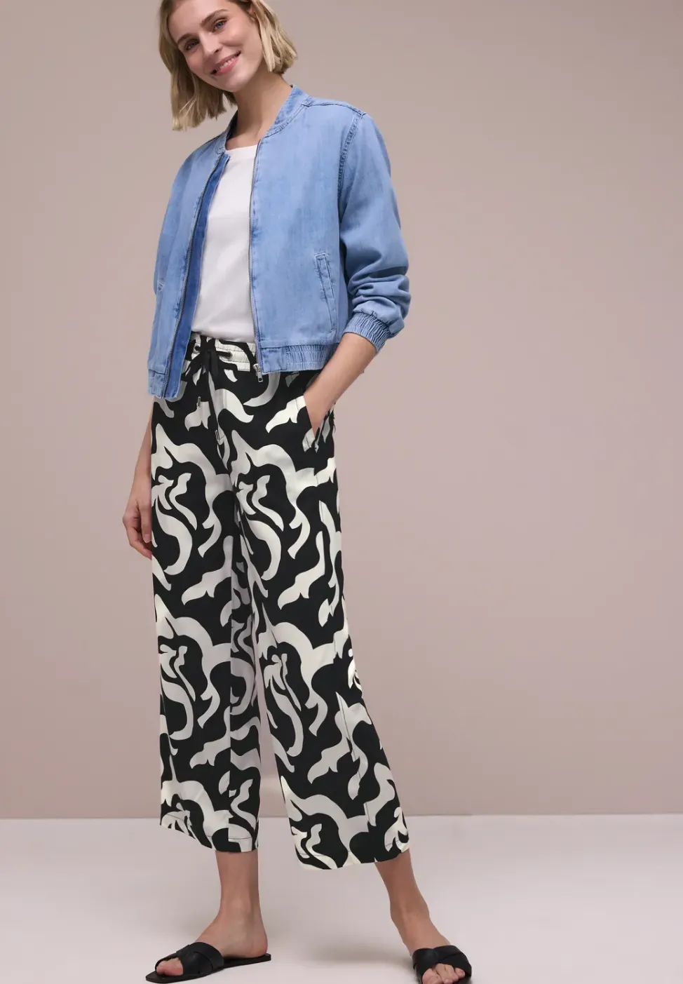 High Waist Wide Leg Hose mit Print