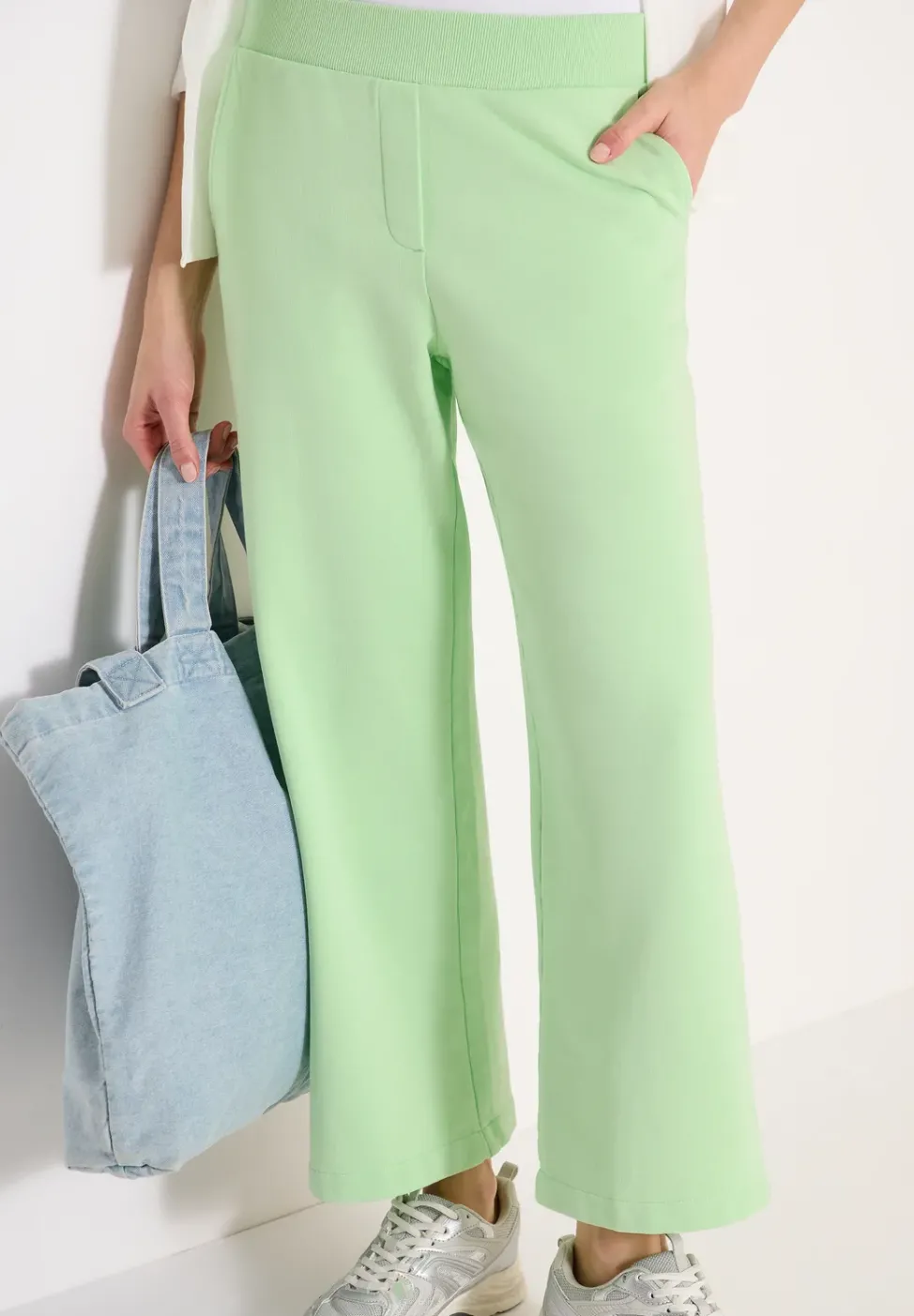 High Waist Wide Leg Sweathose im Washed-Look