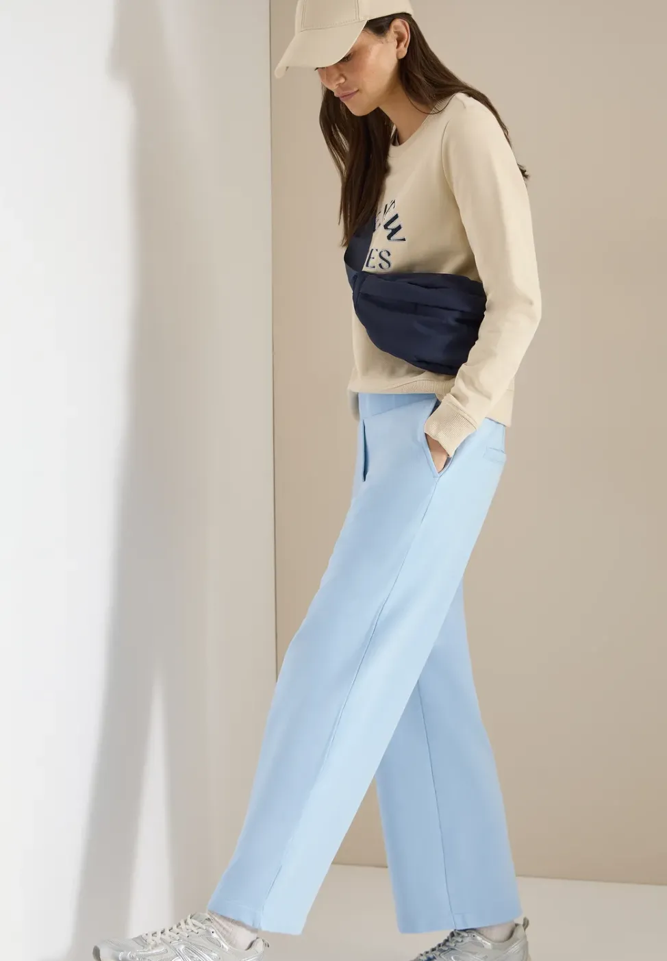 High Waist Wide Leg Sweathose im Washed-Look