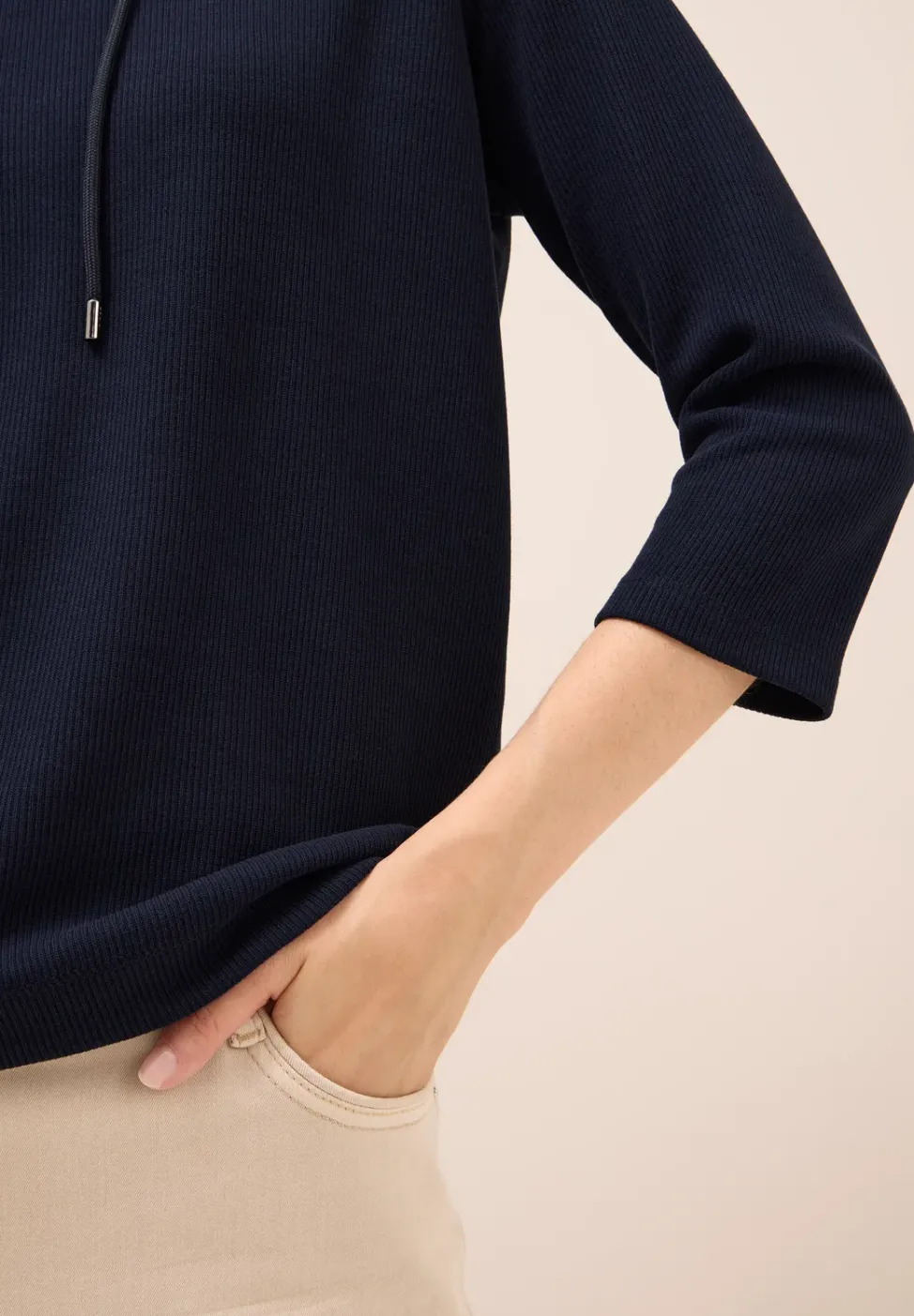 Hoodie Shirt in Rippstruktur