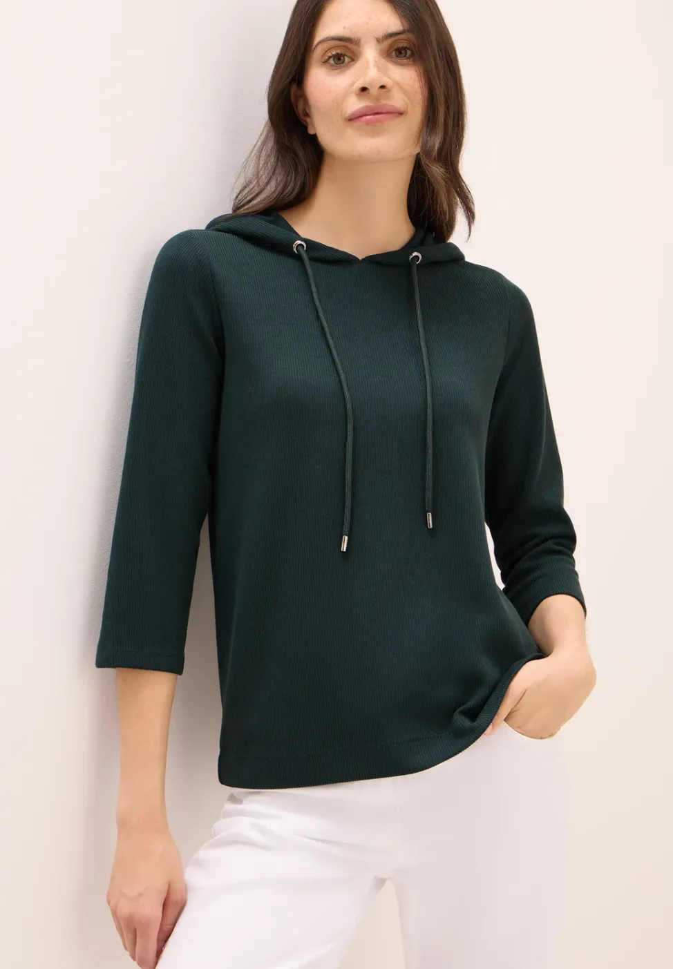 Hoodie Shirt in Rippstruktur