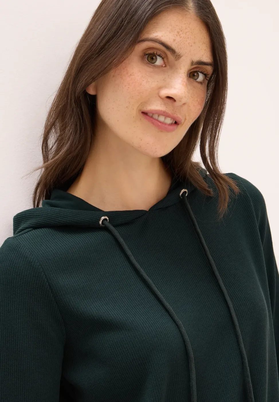 Hoodie Shirt in Rippstruktur